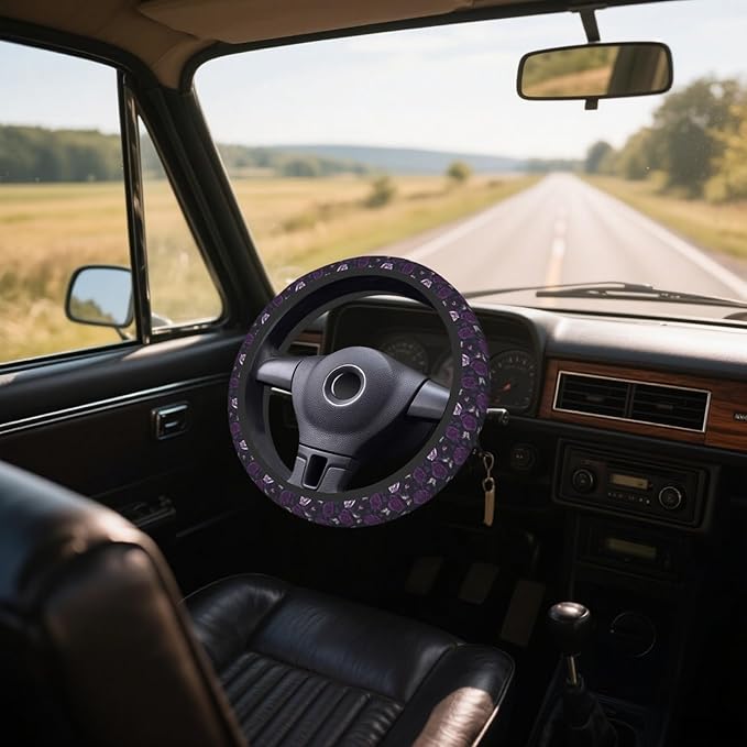 Steering Wheel Cover Accessories Neoprene Cover, Breathable Non-Slip Easy to Install Suitable for Women Men, 14.5-15.5 Inch for Car SUV Van Truck Universal - Purple Rose