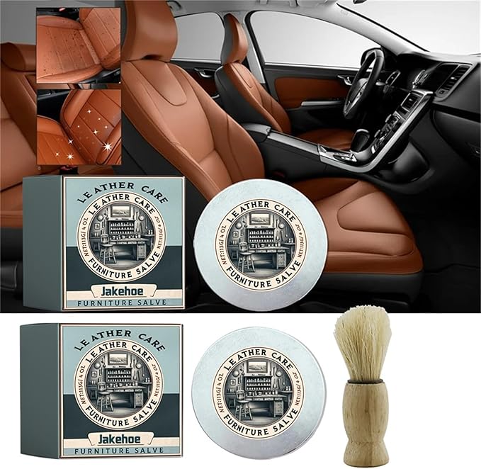 Leather Salve, 2025 Upgrade Leather & Wood Furniture Repair Salve with Brush, Furniture Salve for Leather Wood, Household Leather Upholstery Cleaners for Home, Easy to Apply (2pc)