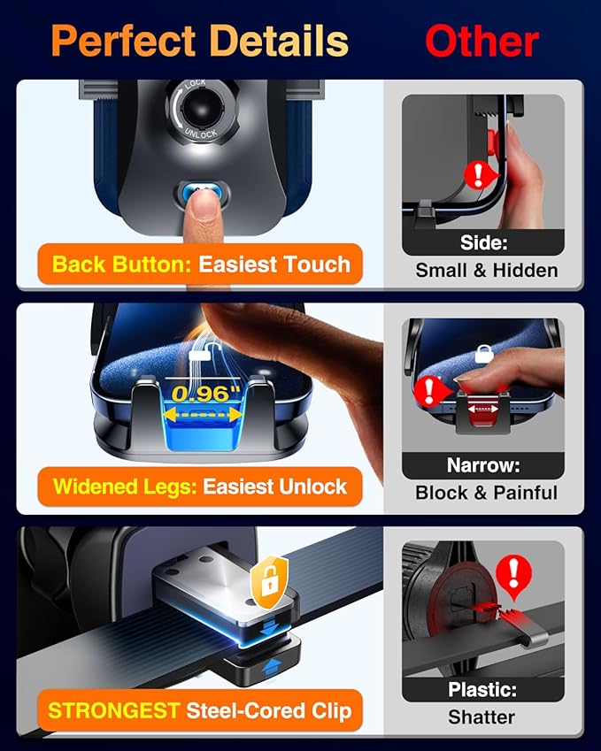 VANMASS【85+LBS Strongest Suction & Military-Grade Ultimate Car Phone Mount【Patent & Safety Certs】 Cell Holder Truck for Dash Windshield Vent for iPhone 17 Pro Max Automobile Accessory Kits,Ink Black