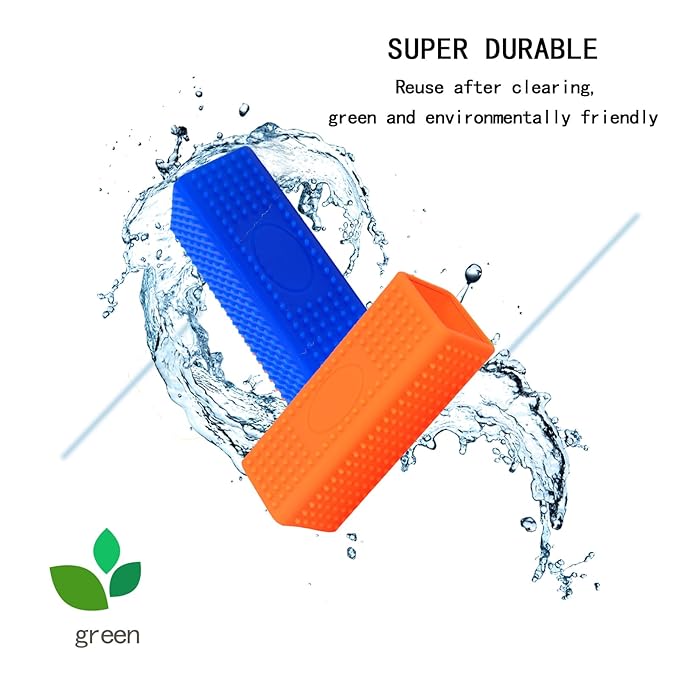 2pcs Pet Dog Cat Hair Remover, Pet Hair Removal Tool, Hollow Cleaner Brush for car，Interior, Furniture, Sofa (orangeblue)