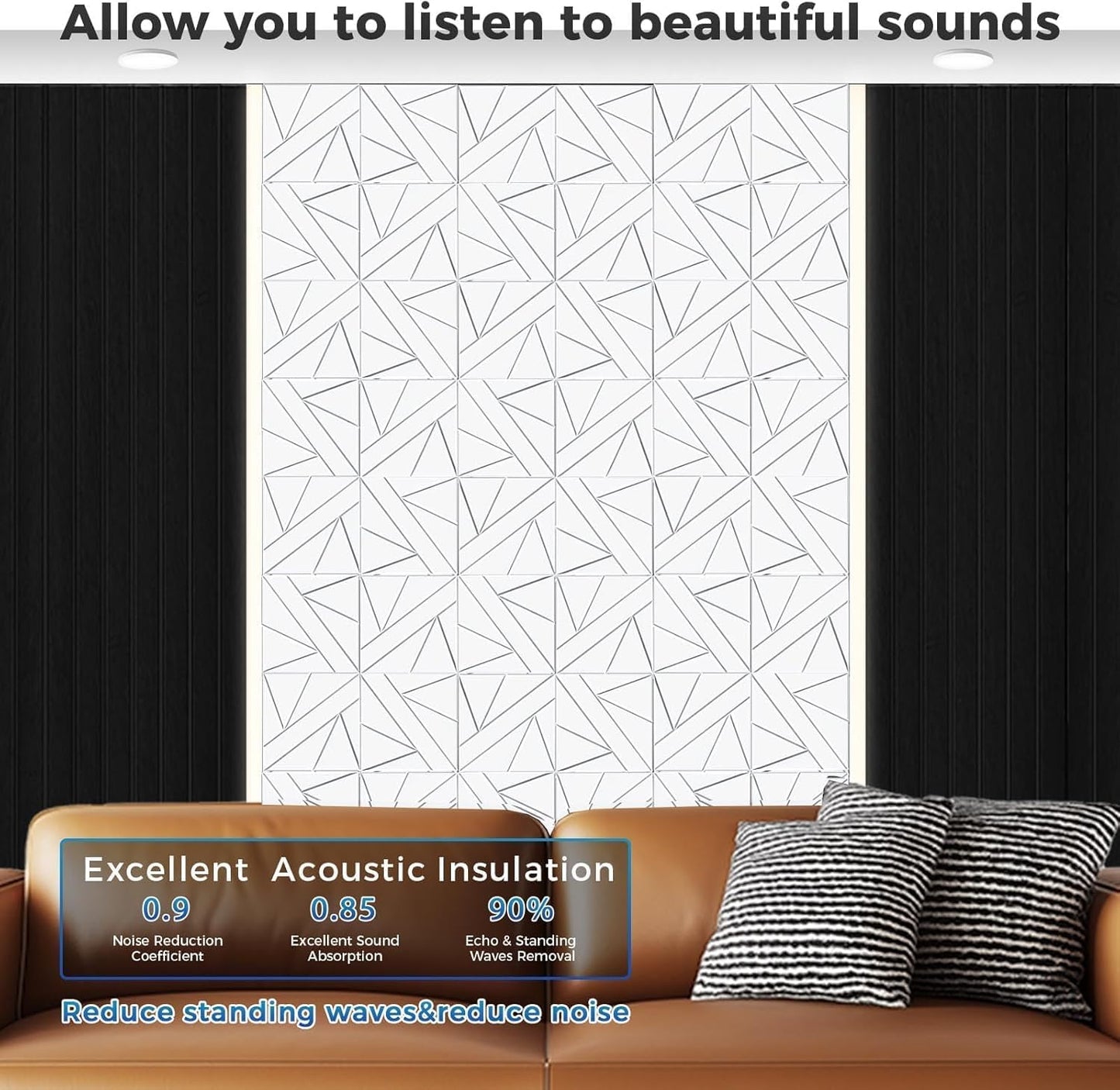【10 Pack】 Acoustic Panels Self-Adhesive (0.4" Thick | 0.8lb/ft³ Medium Density) - 12x12 Soundproof Foam Tiles for Home Office/Wall Sound Absorption, Noise Reduction Panels Studio Use - Black