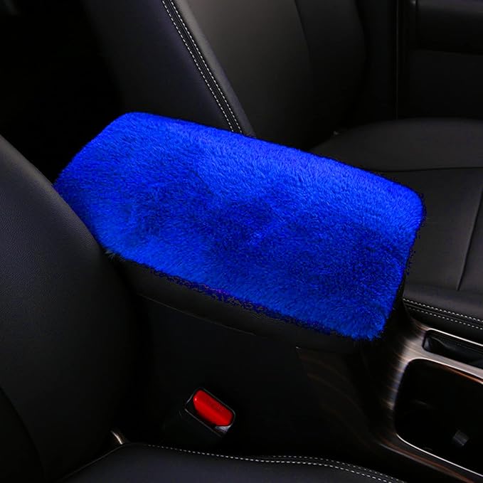 Fluffy Furry Armrest Cover for Car, Auto Center Console Cover Pad Car Soft Console Pad Wool Fur Armrest Seat Box Cover Protector Universal Fit for Most Vehicle, SUV (Royal Blue)
