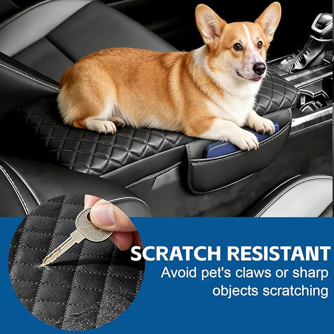 Center Console Cover Fit for Toyota Camry (LE/SE/XLE/XSE) 2025 2026 Thickened 1-in Leather Armrest Cover Cushion Camry Hybrid Center Lid Protector with Pockets
