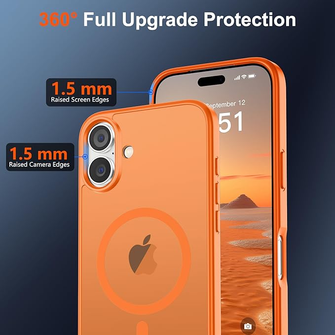 SUPFINE Magnetic for iPhone 17 Case (Compatible with MagSafe)(Military Grade Drop Protection) Translucent Matte Shockproof with Anti-Fingerprint Phone Cover,Starry Orange