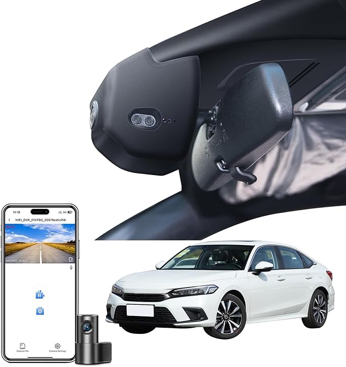 Mangoal Front 4K & Rear 1080p Dash Cam Custom fit for 11th Honda Civic 2022-2026(Black), Si Type R Hatchback XL Sport SE EX_L Touring 1.5 2.0T, OEM Look, WiFi & App, GPS, 128GB Card