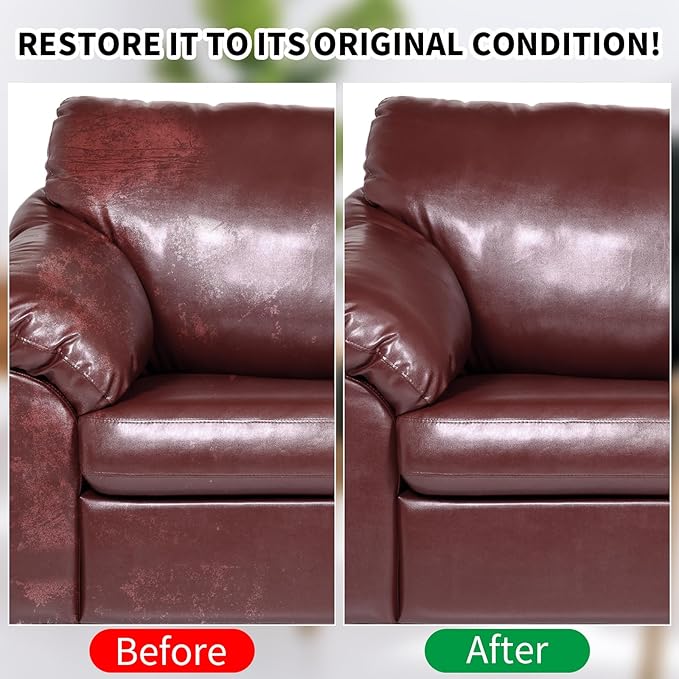 Leather Recoloring Balm, 12oz Large Size Leather Dye, Color Restorer, Scratch Repair, Furniture & Couch Restorer Kit, Repair Kit for Furniture(Maroon)