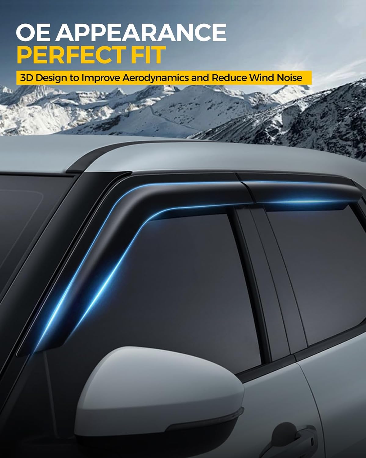Rain Guards for Car Windows, Tape-On Window Visors Rain Guards Fit for 2014-2020 Nissan Rogue, Window Deflectors, Vent Visors for Nissan Car Accessories, 4 Pieces