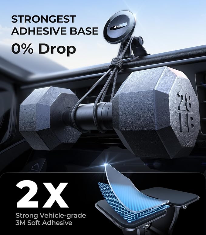 VICSEED 2025 Upgrade for MagSafe Car Mount [Strongest Dashboard Adhesive & 25N Magnetic] Cell Phone Holders for Your Car, 360° Adjustable Phone Holder Mount for All Smartphones & Vehicles