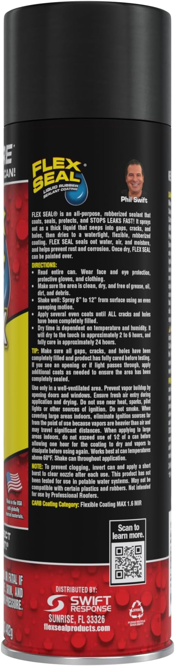 Flex Seal MAX, 17 oz, 1-Pack, Black, Stop Leaks Instantly, Waterproof Rubber Spray On Sealant Coating, Perfect for Gutters, Wood, RV, Campers, Roof Repair, Skylights, Windows, and More