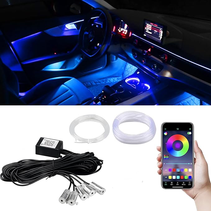 Car LED Interior Lights Strip APP Control, Car Neon Lights Kit with 236 inches Fiber Optic, Music Mode Sound Active Cars Atmosphere Ambient Lighting Kit