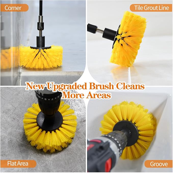 Drill Brush, Carpet Cleaning Brushes, for Floor, Grout, Car Mats, Tile, Bathroom, Carpet