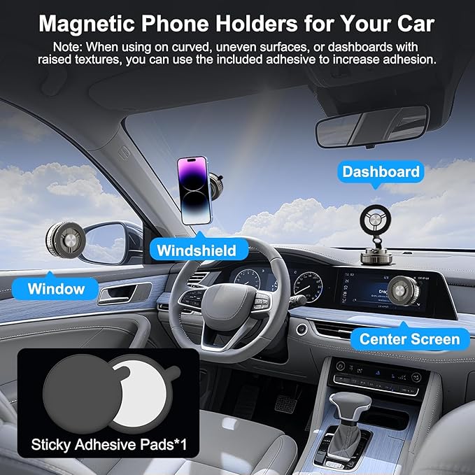 2026 New Vacuum Magnetic Phone Holder for Car, Magsafe Car Mount for Car/Gym/Mirror/Smooth Surface, Compatible with iPhone Android and All Smartphones(G518)