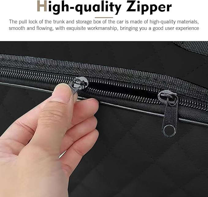 Car Jumper Cable Bag, 12.6In Leather Waterproof Tools Cable Bag, Portable Car Trunk Storage & Organizer for EV Charging Cord, Hoses, Universal for Road Trip Garage