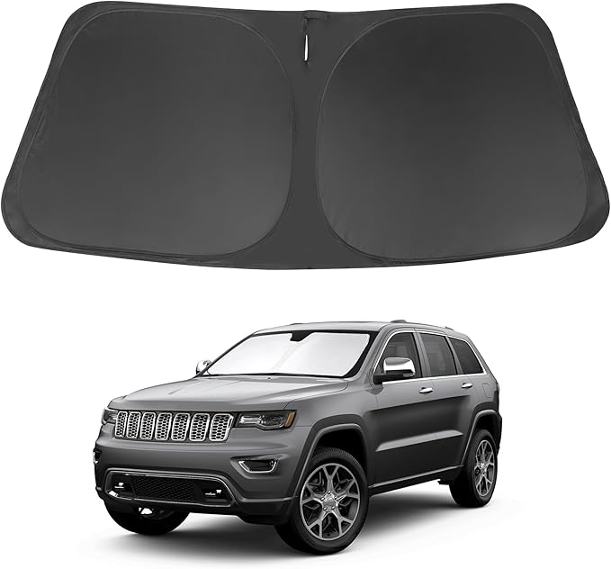 Windshield Sun Shade Fit for 2011-2021 Jeep Grand Cherokee Accessories (NOT for Grand Cherokee L & Jeep Cherokee) Foldable Window Sunshade