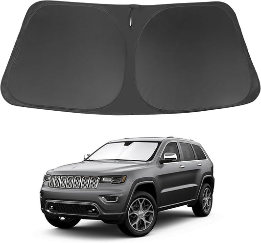 Windshield Sun Shade Fit for 2011-2021 Jeep Grand Cherokee Accessories (NOT for Grand Cherokee L & Jeep Cherokee) Foldable Window Sunshade