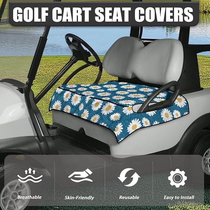 Biyejit Golf Cart Seat Covers with 4 Pockets Golf Cart Seat Towel Blanket Fits 2-Seat Golf Carts, Golf Cart Accessories
