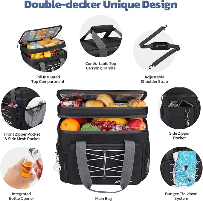 Maelstrom Portable Collapsible Soft Cooler Bag – 24/30/60 Cans Double-Deck Leakproof Ice Chest for Beach, Camping & Grocery