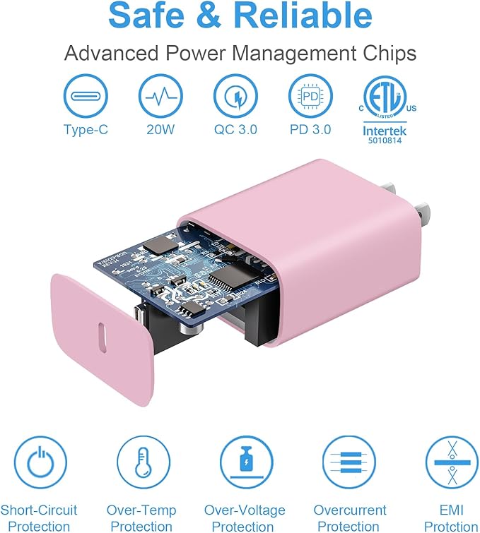 iPhone 17 16 15 Charger Fast Charging 3+3Pack Type C Charger USB C Chargers Block with 10FT Cable for iPhone Air/17/17 Plus/17 Pro/17 Pro Max/16/16 Plus/16 Pro/16 Pro Max/15/15 Pro Max/iPad Pro (Pink)