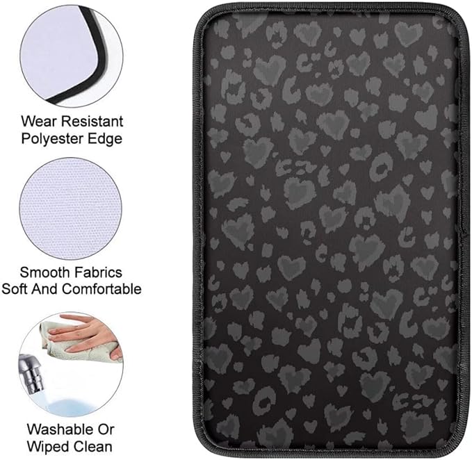 Dreaweet Black Leopard Print Car Armrest Cover Stylish Auto Center Console Cushion Pad Universal Cars Center Console Covers