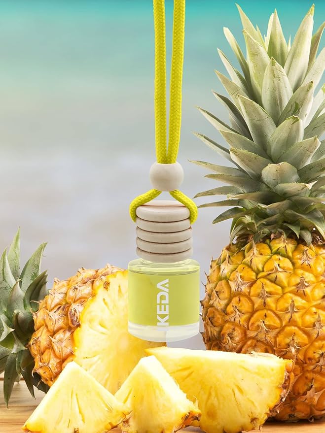 Ikeda Car Air Freshener: Hanging Car Smell Air Freshener | 10ml Hanging Car Perfume | Long Lasting Fragrance | Strong Scents Diffuser for Auto Home (Pineapple|Circular)