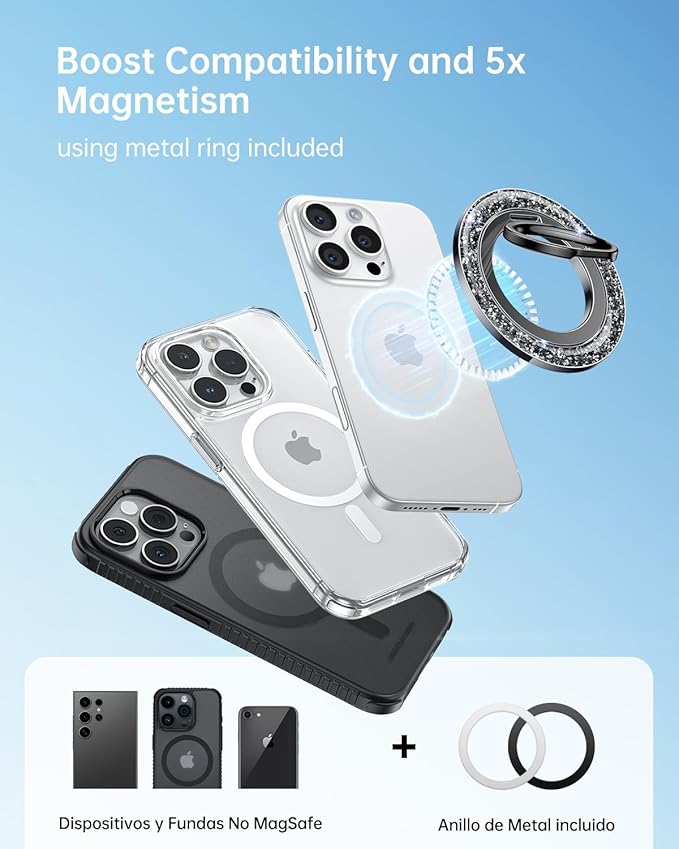 SYNCWIRE Magnetic Phone Ring Holder for MagSafe - Glitter Phone Grip Stand with 360° Rotation Finger Ring Kickstand Blingbling Compatible with iPhone 17 16 15 14 13 12 Pro Max MagSafe Accessories