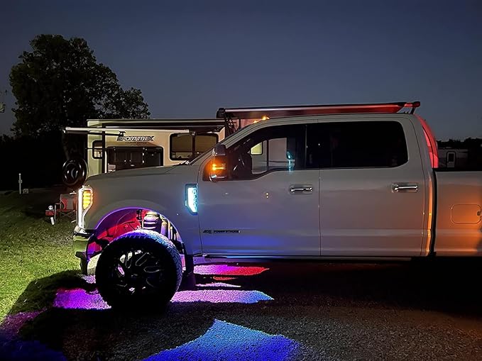 iJDMTOY Xenon White LED Background Illumination Kit Compatible with 2017-2021 Ford F250 F350 F450 Super Duty Side Fender Chrome Emblem