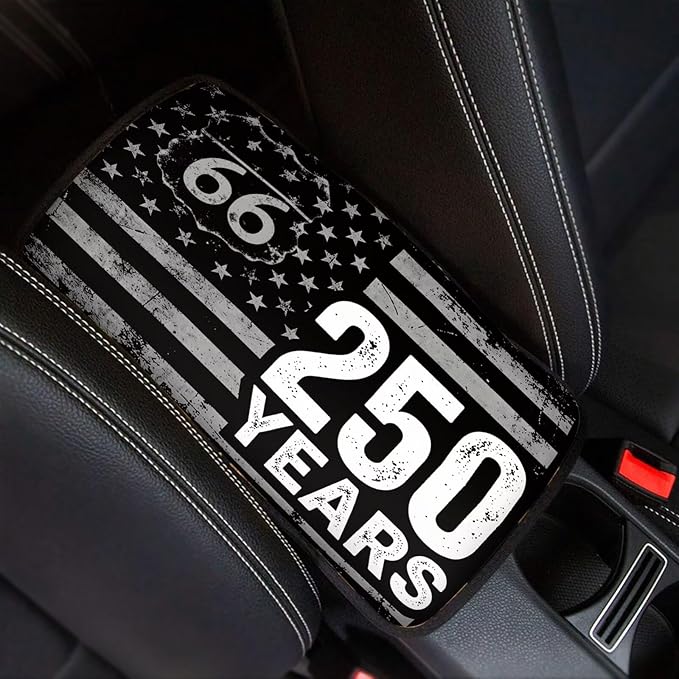 Dreaweet 250th Anniversary USA Flag Center Console Armrest Pad Cover Patriotic Car Arm Rest Cover Universal Middle Console Covers for Cars SUV Truck Sedan