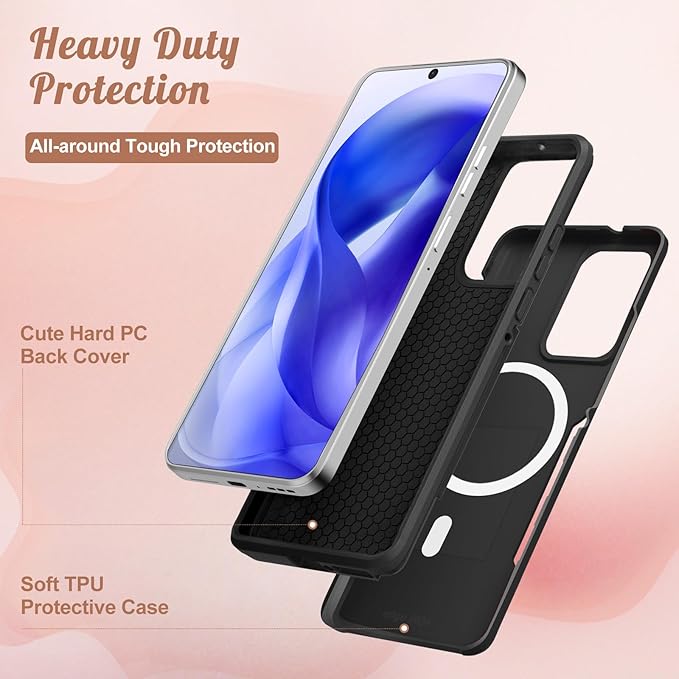 for Moto Edge 2024 Case - Compatible with MagSafe Women Girls Cute Magnetic Protective Phone Cover Girly Kawaii Mushroom Flower Heavy Duty Shockproof Design for Motorola Moto Edge 2024 Cases