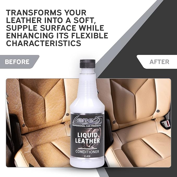 LANE'S Liquid Leather Conditioner- Car Leather Protection, Leather Conditioner- Softens leather, Revives Flexibility, Prevents Fading and Cracking, Easy Application (128 OZ)