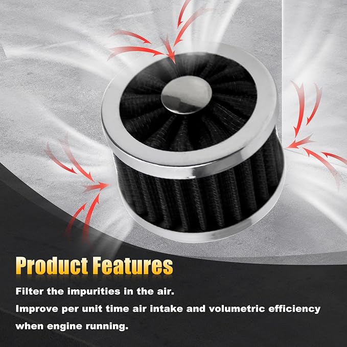 RYANSTAR RACING 4PCS 23MM High Flow Vent Valve Cover Breather Filter Universal Car Air Filter Cold Air Intake Filter Small Air Filter Breather Universal Air Vent Cover Black