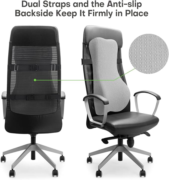 24'' Tall Back Support Pillow Fully Support Entire Back and Shoulder for Pain Relief and Comfort, Memory Foam Back Cushion for Back Rest, Ideal for Executive Office Chair, Computer & Gaming Chair