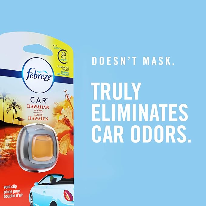 Febreze Car Pet Odor Eliminator, Air Freshener Vent Clip, Up to 30 Days Freshness, Fresh Scent, 2 Count