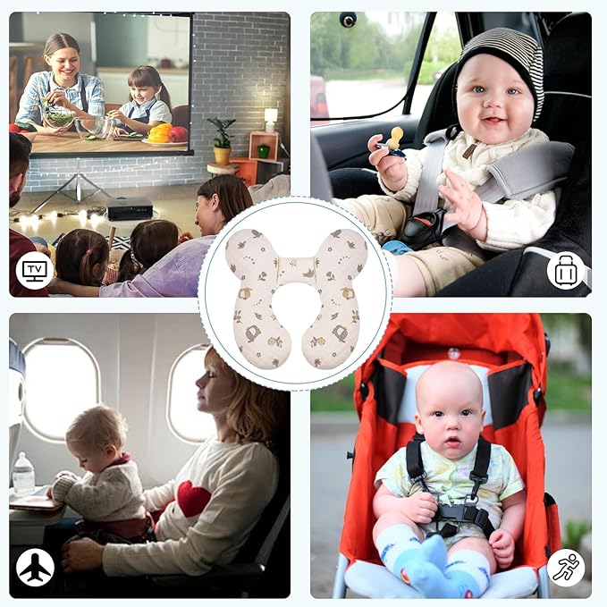 Baby Travel Pillow Upgraded, Soft Baby Head Support Pillow for Newborn Toddler, Babies Neck Car Seat, Pushchair and Strollers, Flower