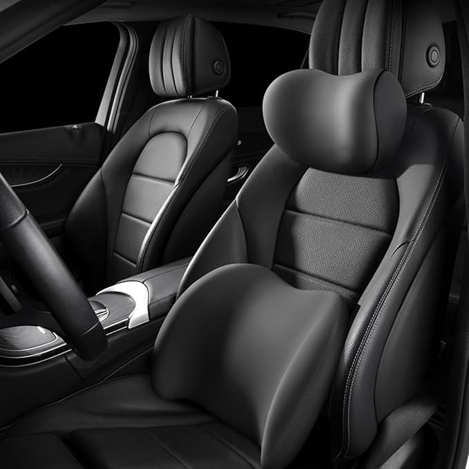 Car Lumbar Support Pillow Neck Pillow Set for Tesla Model 3 2017 2018 2019 2020 2021 2022 2023,Softness Cushion Neck Back Pain Relief Seat Accessories,Black