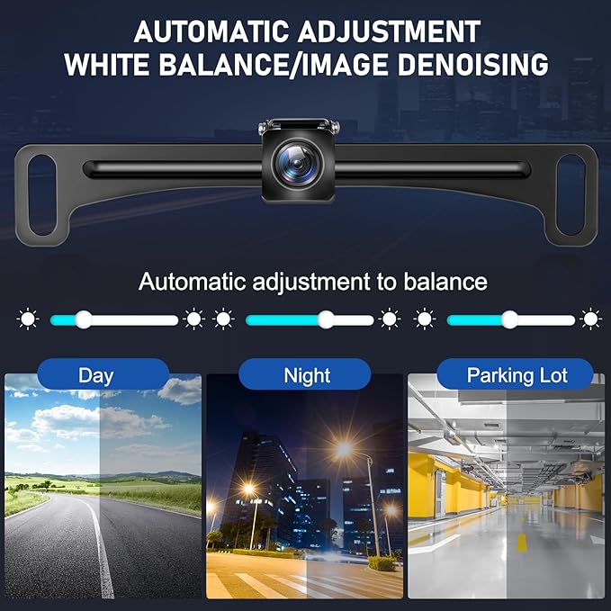 GLK Backup Camera Reverse Camera AHD 1080P Night Vision Rear View Camera, License Plate Backup Camera with 170 Degree Wide View Angle, IP69K Waterproof, for 12-24V Pickup Car Truck RV SUV