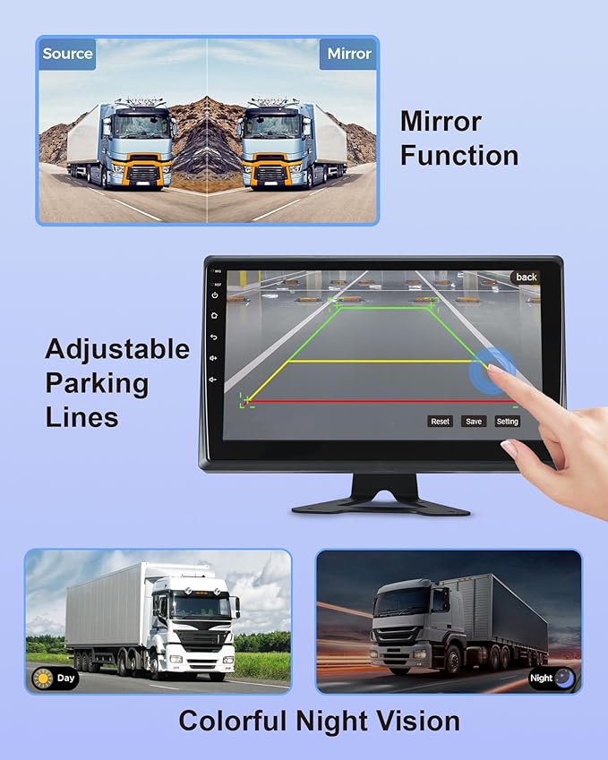 RV Backup Camera System with Carplay, Wired Security 1080P Cameras with 10.1 inch Android Auto 6 CH Touch Screen, GPS Navigation Loop Recording DVR for RV Semi Truck Trailer Camper