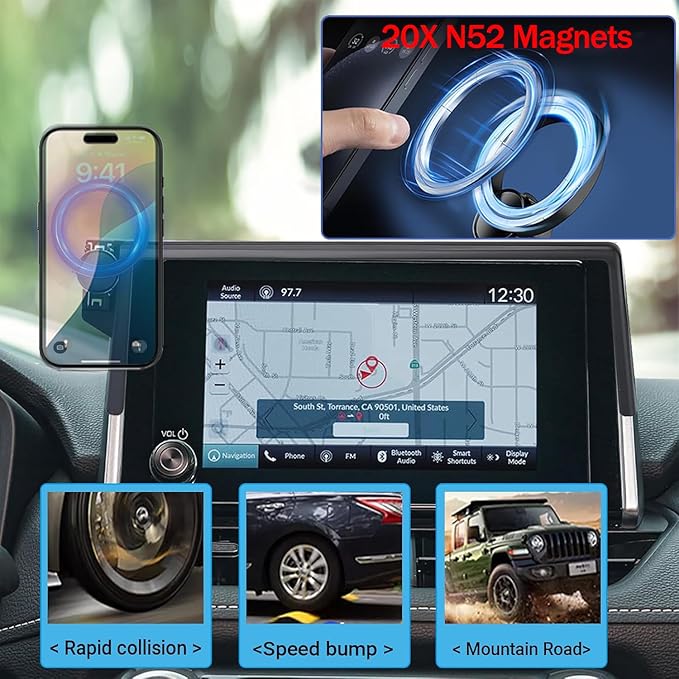 Car Phone Holder for Toyota RAV4 2025 2019-2024 7/8-Inch Screen, Cell Phone Mount Compatible with MagSafe