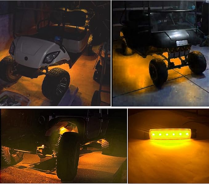 10Pcs LED Rock Lights Waterproof 3.8" Amber Underglow Kit, Fender Wheel Well, Car Exterior Side Marker for Wrangler, Snowmobile, Truck, Golf Cart, RV, SUV, Offroad