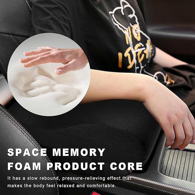 Car Center Console Cover, 12.2"×6.3"×3.9" Soft Comfortable Memory Foam Armrest Cushion Pad, Universal Arm Rest Seat Box Pillow Protector for Most Vehicles, Car Accessories