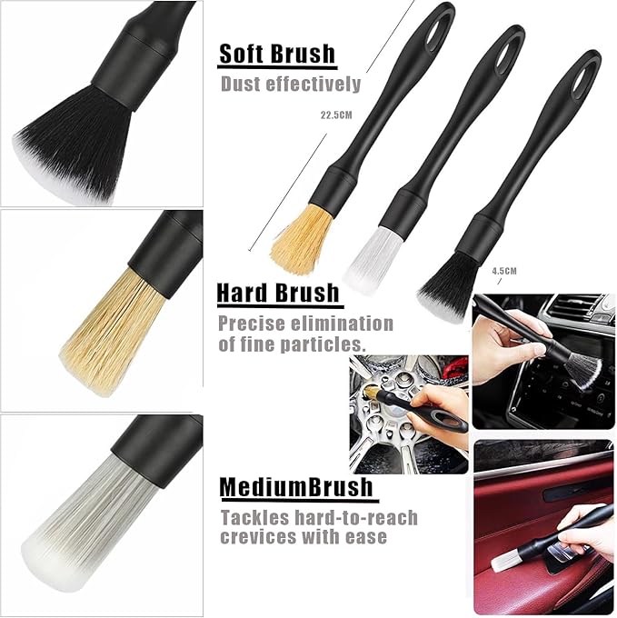 26Pcs Car Detailing Kit, Car Detailing Brush Set, Auto Detailing Drill Brush Set, Car Detailing Brushes, Car Wash Kit, Car Accessories For Men, Car Cleaning Tools Kit for Interior, Exterior, Wheels