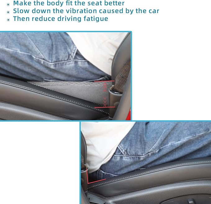 Car Seat Cushion for Driving - Comfort Memory Foam for Car Driver Seat- Back Support & Pain Relief - Car Travel Accessories for Long Trips (Gray)