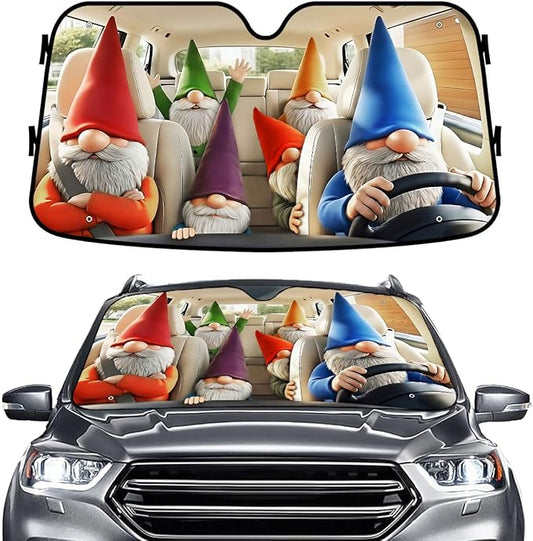 GENANY Gnome Windshield Sun Shade for Car SUV Truck (55x30 Inches), Front Window Visor for Windows, Protector Blocks UV