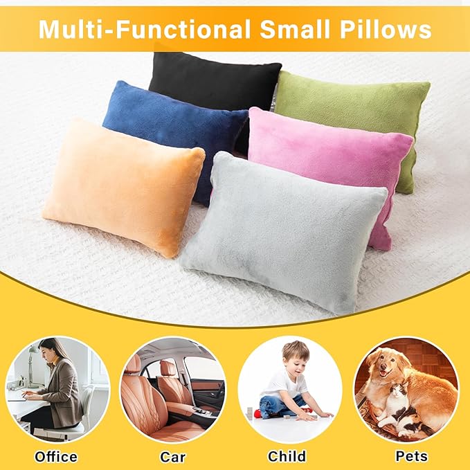 2 Pack Small Pillow, Memory Foam Mini Pillow 11 X 7 Inches for Travel, Sleeping, Nap and Neck, Knee, Lumbar Support, Tiny Cushion for Pet, Dogs (Black)