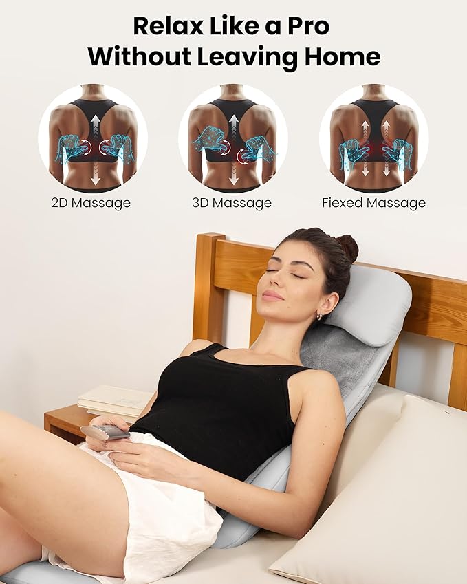 COMFIER Shiatsu Back Massager with Heat, Deep Tissue Kneading Chair Massager with Vibration, 2D/3D Shiatsu Massage Seat Cushion, Full Back Massage Chair Pad