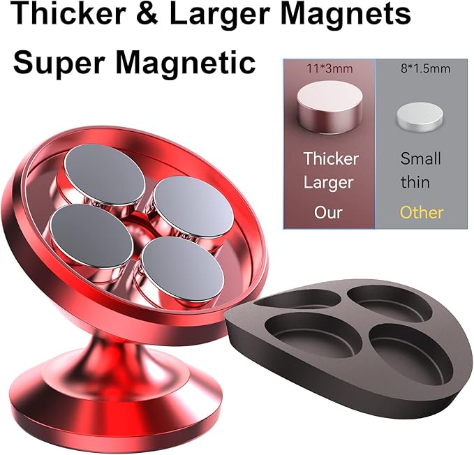 Coolpow【2 Packs Magnetic Phone Holder for Car【Strong Magnet】 Phone Holders for Your Car Phone Holder Mount【4 Metal Plate】 Universal Car Accessories for Women Men for iPhone Samsung Speakerphones