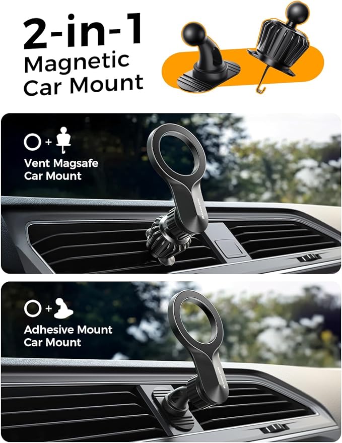 MAGIC JOHN for iPhone 17 Pro Max MagSafe Car Mount, Air Vent Phone Holder Car, [Super Magnetic] Magnetic Car Phone Mount Dash, Cell Phone Holders for Your Car Accessories fit iPhone 16 15 14 13