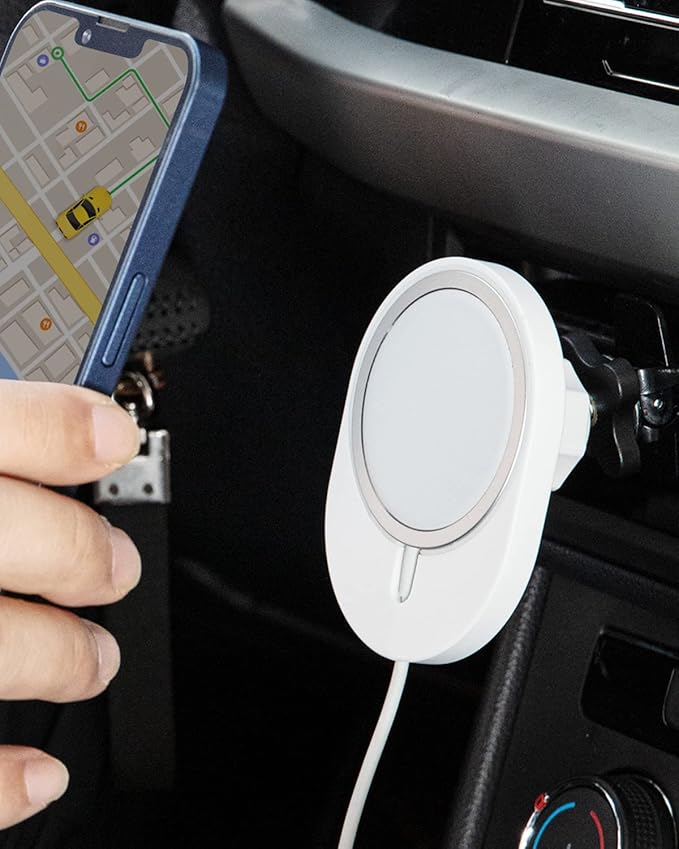 for Apple MagSafe Charger Car Holder,Compatible with iPhone 14/14 Plus/14 Pro/14 Pro Max and iPhone 13/12 Series-White(Charger not Included)