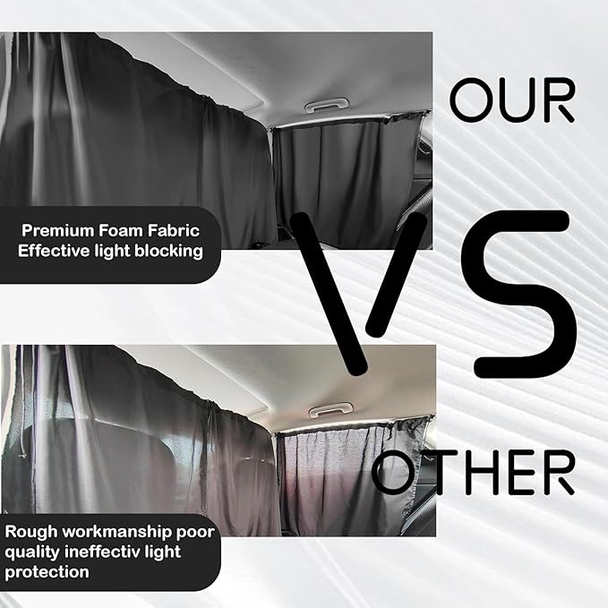 3PCS Car Window Shades Kit, Auto Privacy Divider Blackout Curtains, Removable Strong Sunshade with UV/Heat Protection for Baby Sleeping, Travel, Camping, Universal Car Accessories