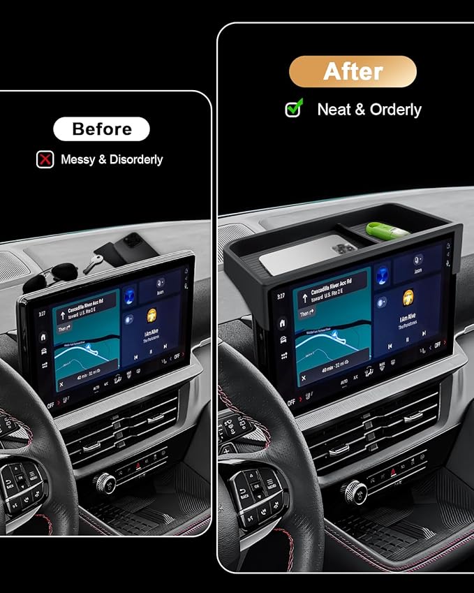 ECOZEN 2026 Explorer Dash Console Organizer - Behind Screen Organizer For 2025-2026 Ford Explorer(Active/ST-Line/Platinum/ST) Accessories - Dashboard Storage Behind Screen Center Console Organizer