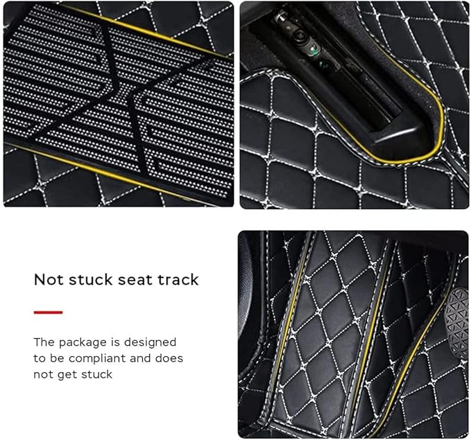 MELKEN Custom Fit Leather Car Floor Mats for 95% of Cars Full Coverage Floor Liners Car Mats (Purple & Beige)